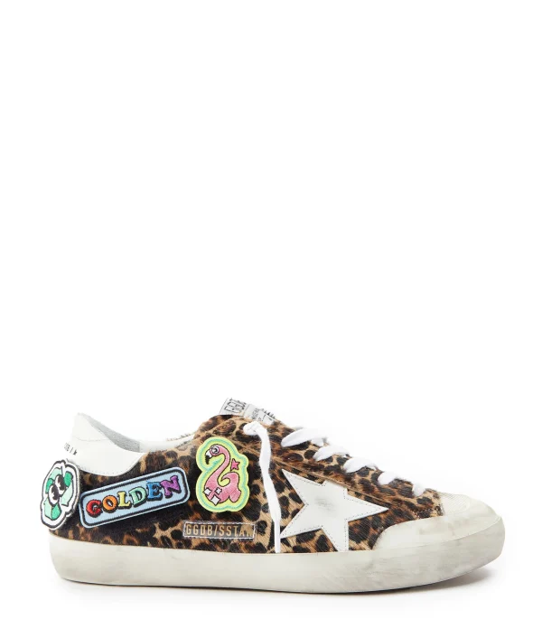 GOLDEN GOOSE Baskets Superstar Cuir Léopard Blanc vente pas cher en ligne 1