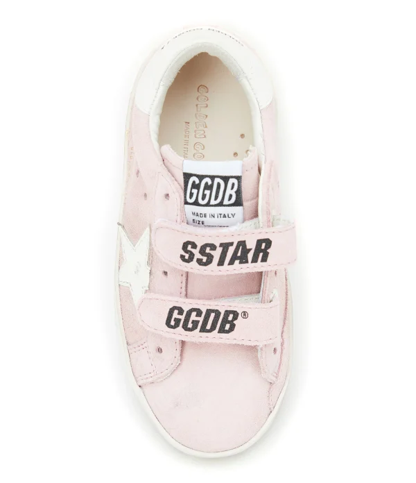 GOLDEN GOOSE Baskets Enfant Old School Cuir Suédé Rose Blanc Neuve avec étiquette 3