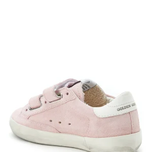 GOLDEN GOOSE Baskets Enfant Old School Cuir Suédé Rose Blanc Neuve avec étiquette 10