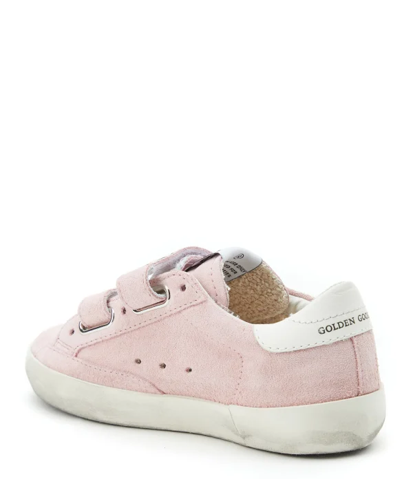 GOLDEN GOOSE Baskets Enfant Old School Cuir Suédé Rose Blanc Neuve avec étiquette 4