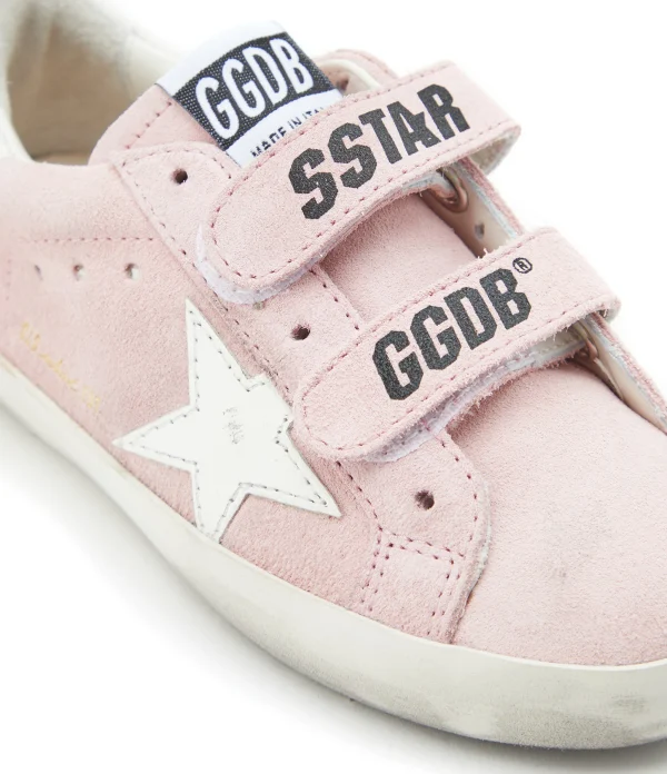 GOLDEN GOOSE Baskets Enfant Old School Cuir Suédé Rose Blanc Neuve avec étiquette 5