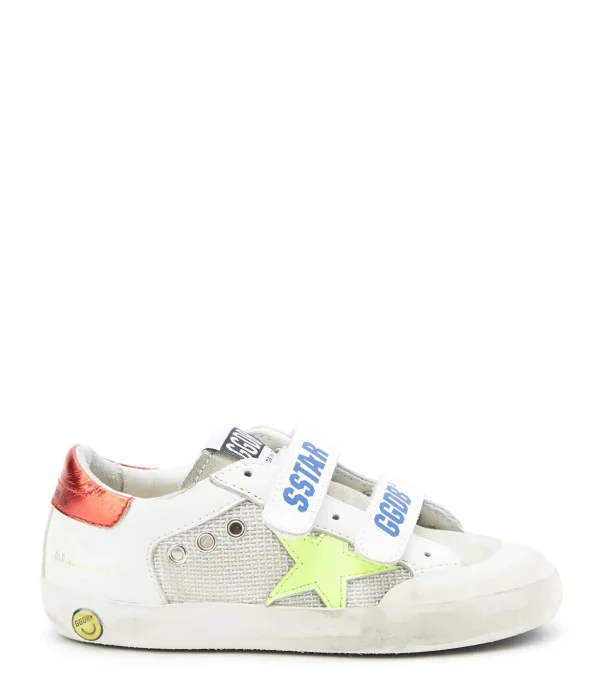 site pas cher GOLDEN GOOSE Baskets Enfant Old School Cuir Blanc Rouge 1