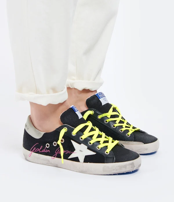 boutique en ligne GOLDEN GOOSE Baskets Superstar Toile Noir 6