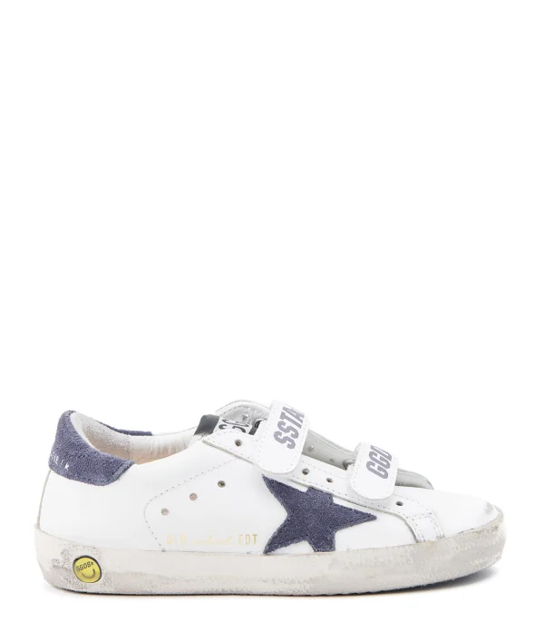 GOLDEN GOOSE Baskets Enfant Old School Cuir Blanc Bleu Navy magasin en ligne france 1