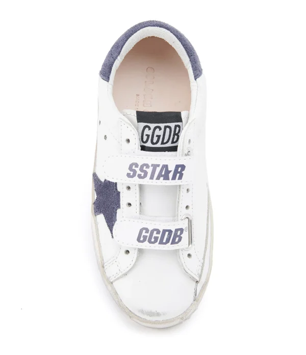 GOLDEN GOOSE Baskets Enfant Old School Cuir Blanc Bleu Navy magasin en ligne france 3