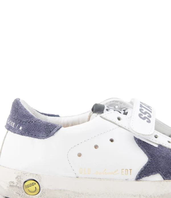 GOLDEN GOOSE Baskets Enfant Old School Cuir Blanc Bleu Navy magasin en ligne france 5