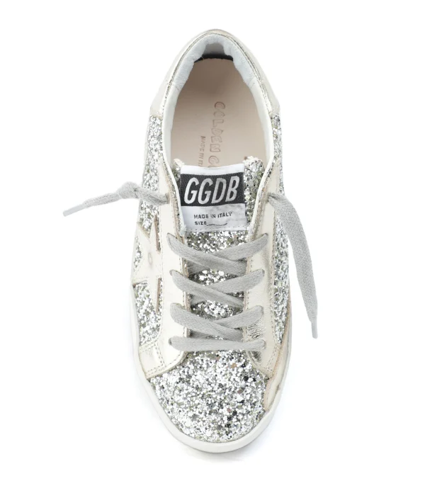 GOLDEN GOOSE Baskets Bébé Superstar Glitter Argenté Blanc vente pas cher 3