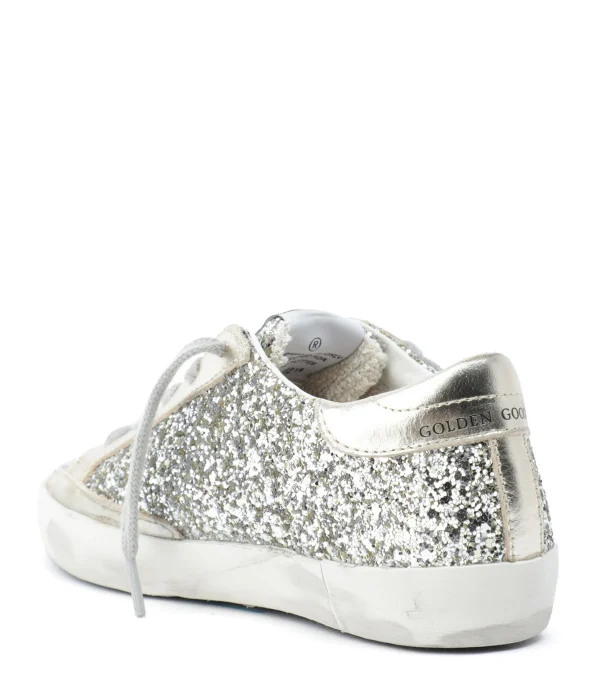 GOLDEN GOOSE Baskets Bébé Superstar Glitter Argenté Blanc vente pas cher 4