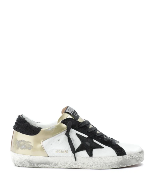 GOLDEN GOOSE Baskets Superstar Cuir Noir Blanc Doré Paris 1