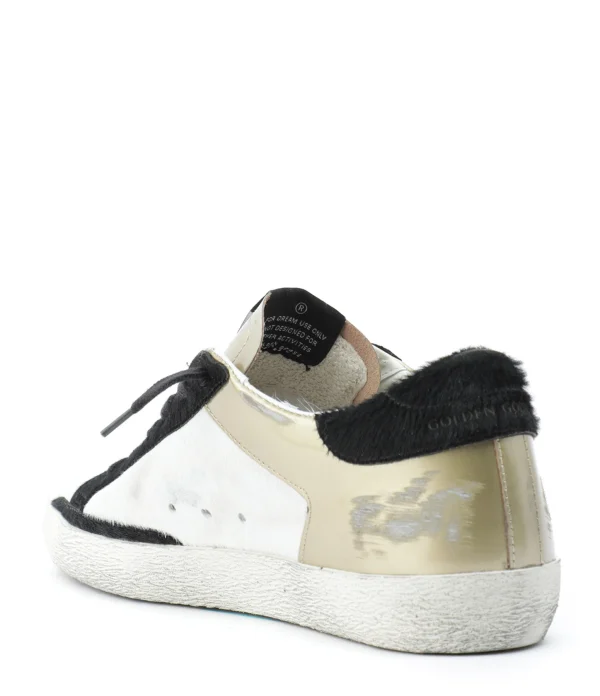 GOLDEN GOOSE Baskets Superstar Cuir Noir Blanc Doré Paris 4