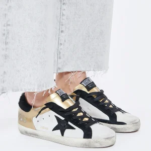 GOLDEN GOOSE Baskets Superstar Cuir Noir Blanc Doré Paris 19