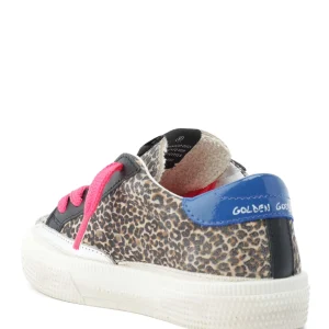 Livraison internationale GOLDEN GOOSE Baskets Bébé May Cuir Suédé Léopard Rose 10