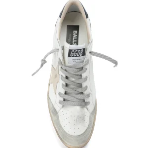 authentiques GOLDEN GOOSE Baskets Homme Ball Star Sérigraphie Cuir Blanc Gris 9