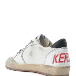 authentiques GOLDEN GOOSE Baskets Homme Ball Star Sérigraphie Cuir Blanc Gris 11