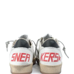 authentiques GOLDEN GOOSE Baskets Homme Ball Star Sérigraphie Cuir Blanc Gris 15