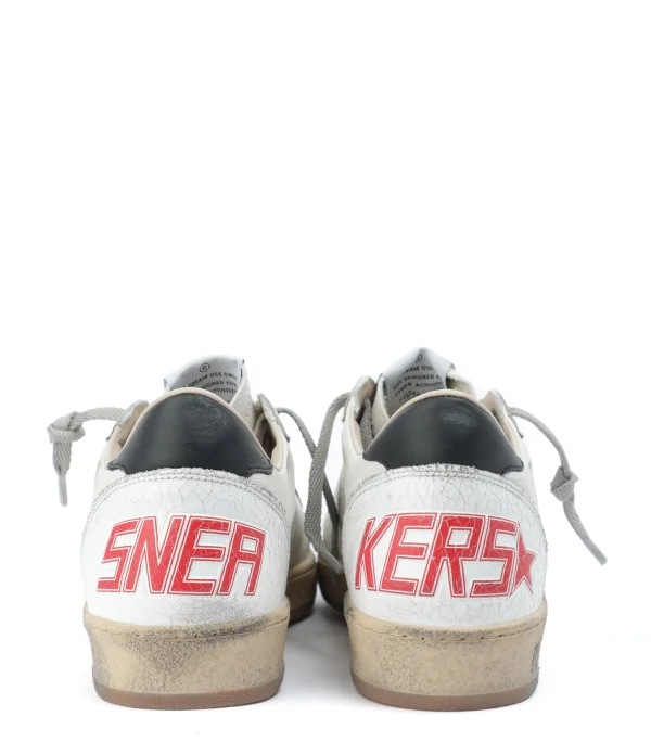 authentiques GOLDEN GOOSE Baskets Homme Ball Star Sérigraphie Cuir Blanc Gris 6