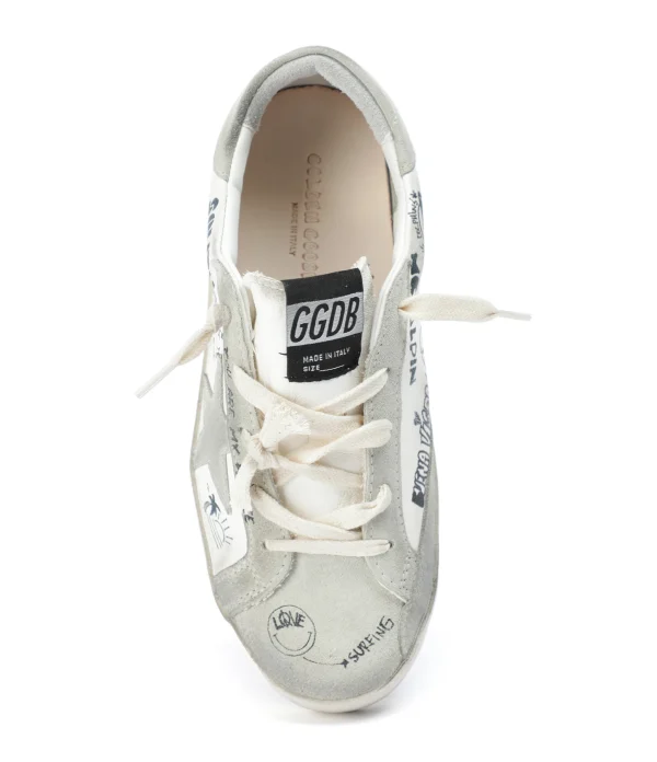 GOLDEN GOOSE Baskets Bébé Superstar Sérigraphie Cuir Blanc Gris comparez les prix 3