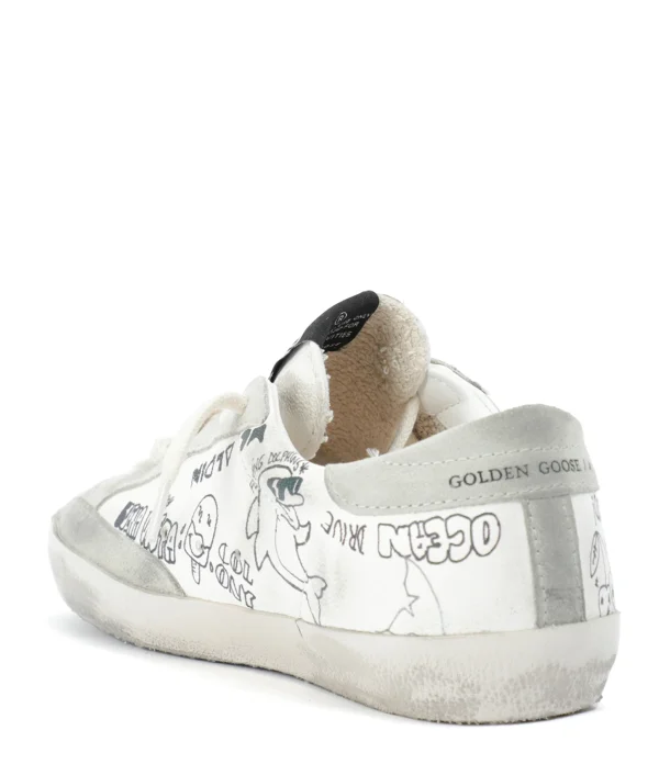 GOLDEN GOOSE Baskets Bébé Superstar Sérigraphie Cuir Blanc Gris comparez les prix 4