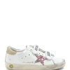 fashion pas cher GOLDEN GOOSE Baskets Bébé Old School Cuir Glitter Blanc Rose Beige 16