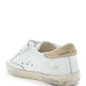 fashion pas cher GOLDEN GOOSE Baskets Bébé Old School Cuir Glitter Blanc Rose Beige 10