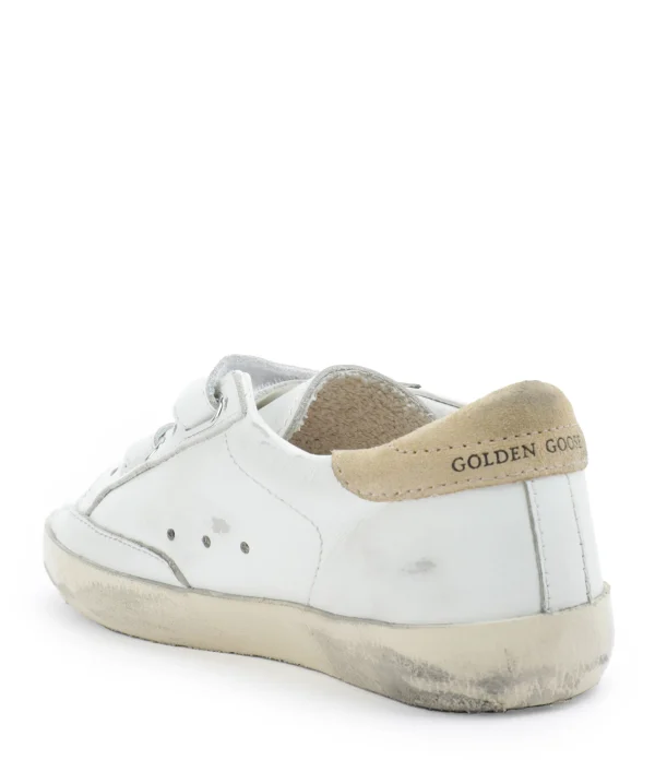 fashion pas cher GOLDEN GOOSE Baskets Bébé Old School Cuir Glitter Blanc Rose Beige 4