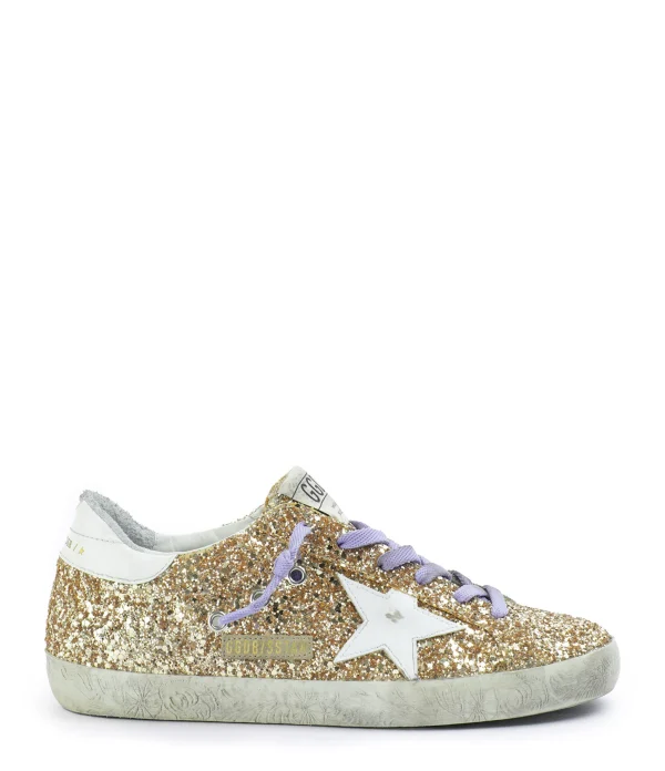 GOLDEN GOOSE Baskets Superstar Cuir Glitter Doré en ligne vente 1