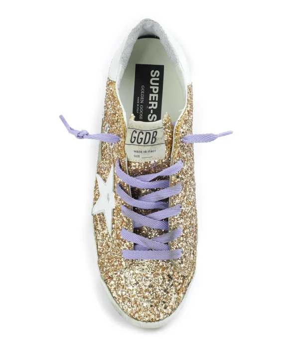 GOLDEN GOOSE Baskets Superstar Cuir Glitter Doré en ligne vente 3