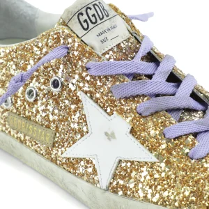 GOLDEN GOOSE Baskets Superstar Cuir Glitter Doré en ligne vente 16