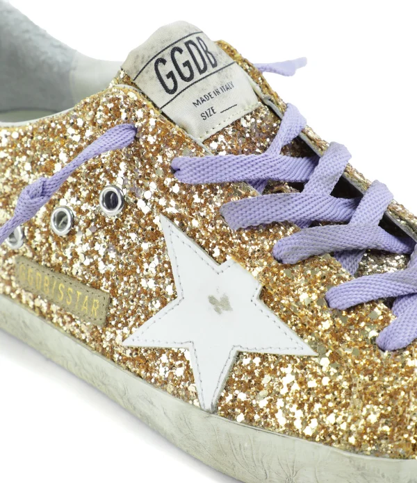 GOLDEN GOOSE Baskets Superstar Cuir Glitter Doré en ligne vente 5