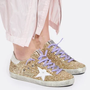 GOLDEN GOOSE Baskets Superstar Cuir Glitter Doré en ligne vente 18