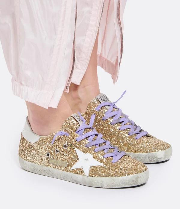 GOLDEN GOOSE Baskets Superstar Cuir Glitter Doré en ligne vente 6