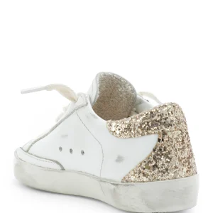 soldes luxe GOLDEN GOOSE Baskets Bébé Superstar Cuir Glitter Blanc Doré 10