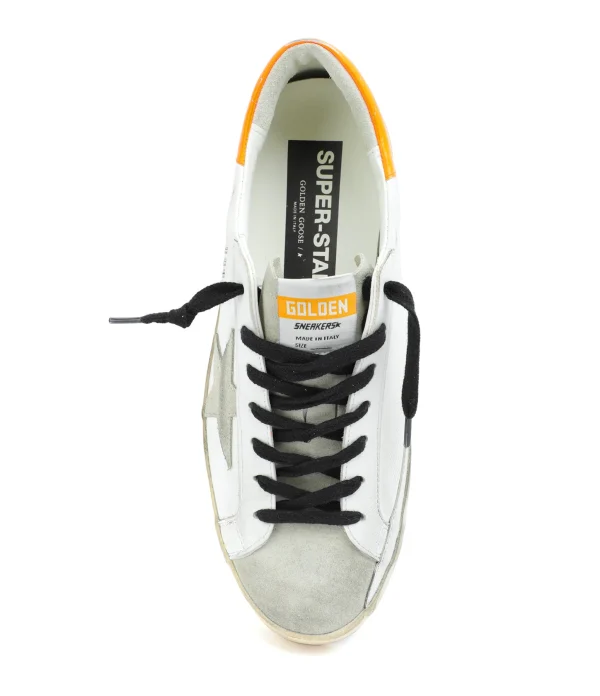 GOLDEN GOOSE Baskets Homme Superstar Cuir Blanc Orange Meilleur Prix 3