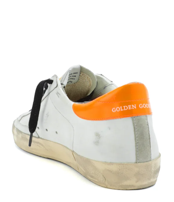 GOLDEN GOOSE Baskets Homme Superstar Cuir Blanc Orange Meilleur Prix 4