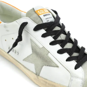 GOLDEN GOOSE Baskets Homme Superstar Cuir Blanc Orange Meilleur Prix 12