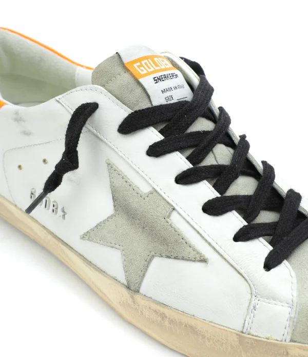 GOLDEN GOOSE Baskets Homme Superstar Cuir Blanc Orange Meilleur Prix 5