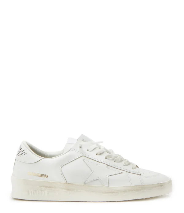 GOLDEN GOOSE Baskets Homme Stardan Cuir Blanc SOLDES TOUT À 1