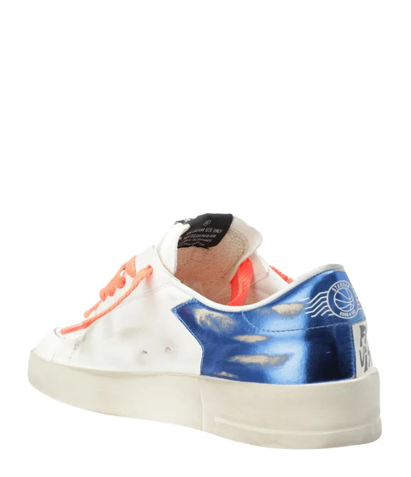 Protections acheteurs GOLDEN GOOSE Baskets Homme Stardan Sérigraphie Cuir Blanc Bleu 4