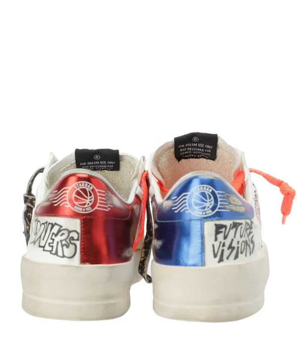 Protections acheteurs GOLDEN GOOSE Baskets Homme Stardan Sérigraphie Cuir Blanc Bleu 5