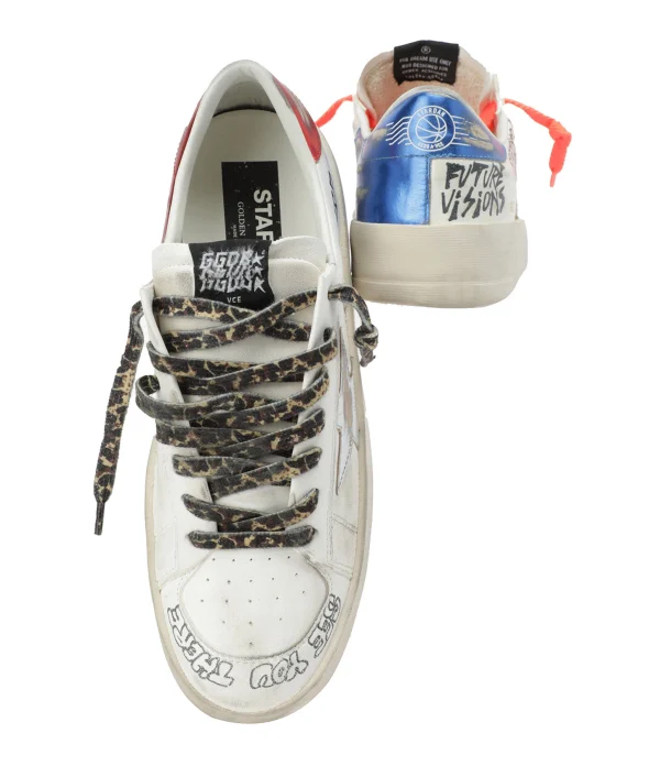 Protections acheteurs GOLDEN GOOSE Baskets Homme Stardan Sérigraphie Cuir Blanc Bleu 6