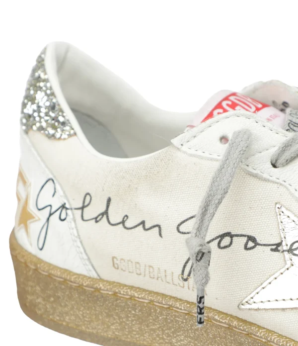 livraison la plus rapide GOLDEN GOOSE Baskets Ball Star Signature Cuir Blanc Argenté 5