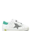 GOLDEN GOOSE Baskets Enfant Old School Cuir Blanc Vert à prix promos 14