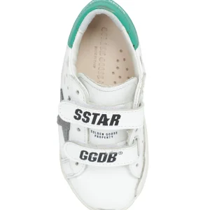 GOLDEN GOOSE Baskets Enfant Old School Cuir Blanc Vert à prix promos 8