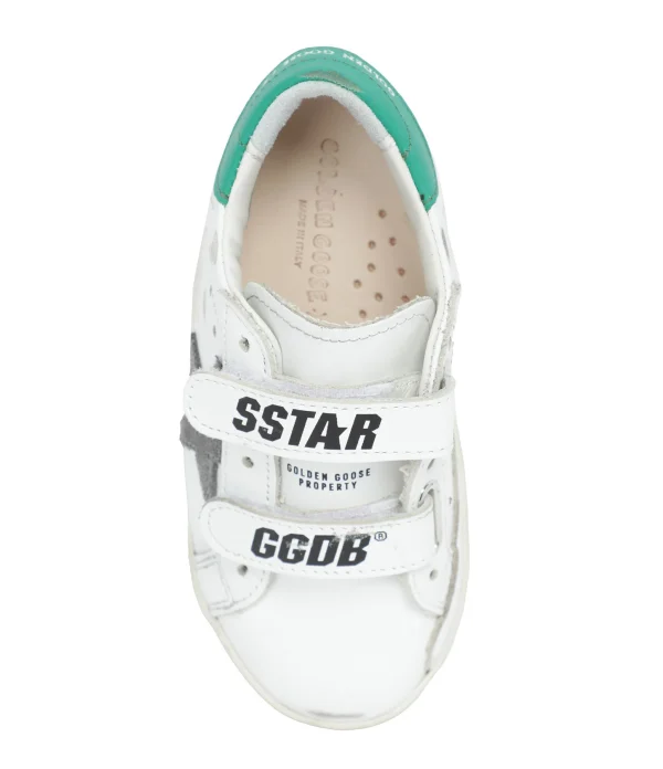 GOLDEN GOOSE Baskets Enfant Old School Cuir Blanc Vert à prix promos 3