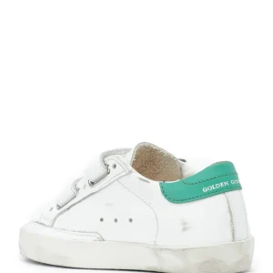 GOLDEN GOOSE Baskets Enfant Old School Cuir Blanc Vert à prix promos 10