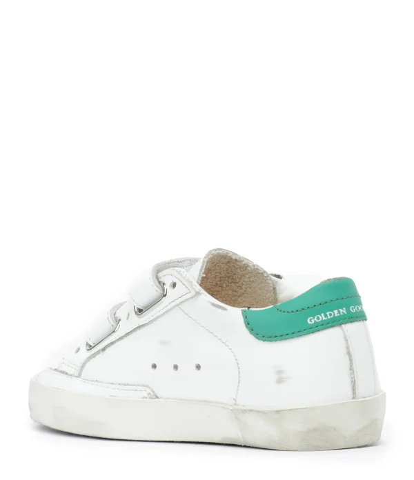 GOLDEN GOOSE Baskets Enfant Old School Cuir Blanc Vert à prix promos 4