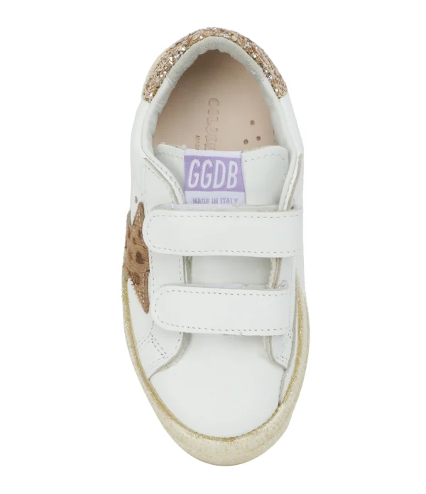 mode GOLDEN GOOSE Baskets Bébé May School Cuir Blanc Doré 3