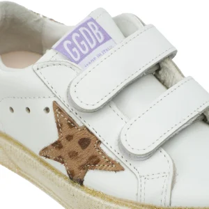 mode GOLDEN GOOSE Baskets Bébé May School Cuir Blanc Doré 12