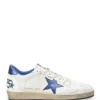 GOLDEN GOOSE Baskets Homme Ball Star Cuir Blanc Bleu Métallisé grossiste en ligne 17