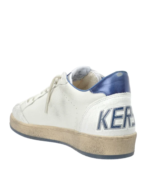 GOLDEN GOOSE Baskets Homme Ball Star Cuir Blanc Bleu Métallisé grossiste en ligne 4